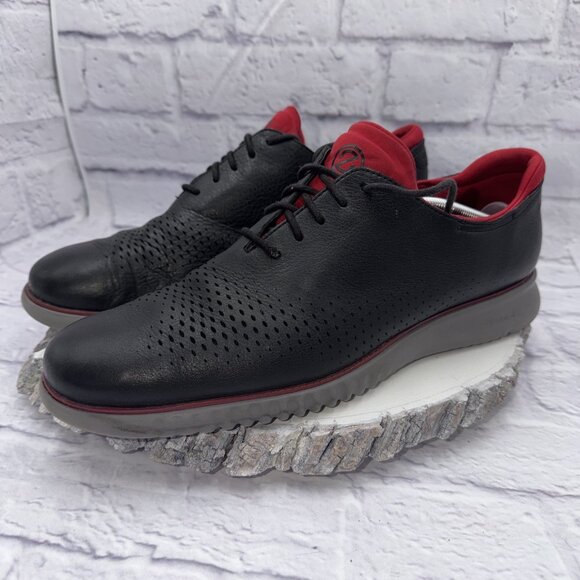 Cole Haan 2.ZeroGrand Mens 13M Laser Wingtip Black Leather Oxford Style C34497 - Picture 2 of 9